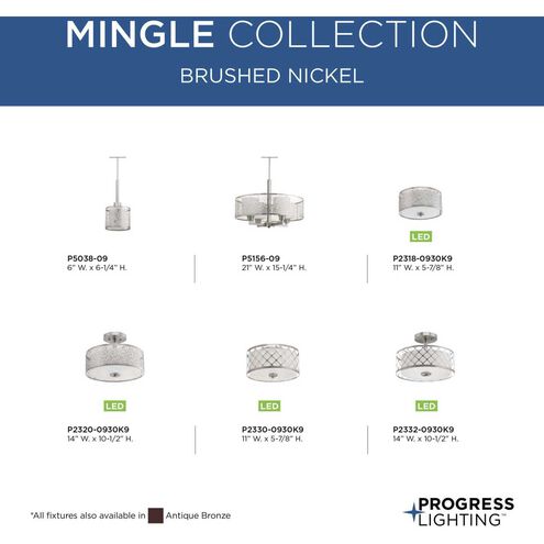 Mingle 1 Light 6 inch Brushed Nickel Mini-Pendant Ceiling Light in Etched Spotted White Glass